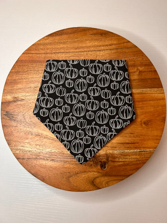Black Sketched Pumpkin Bandana
